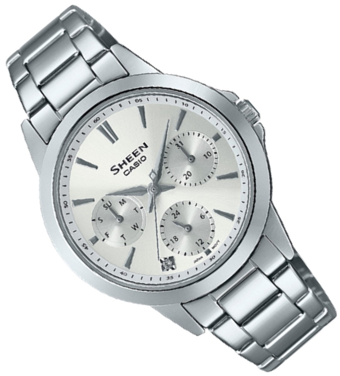 Casio Sheen SHE-3516D-7A Analog Stainless Steel Strap Watch For Women-Watch Portal Philippines