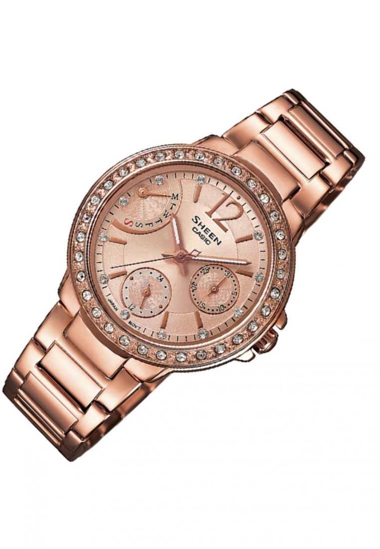 Casio Sheen SHE-3805PG-9A Analog Stainless Steel Strap Watch For Women-Watch Portal Philippines