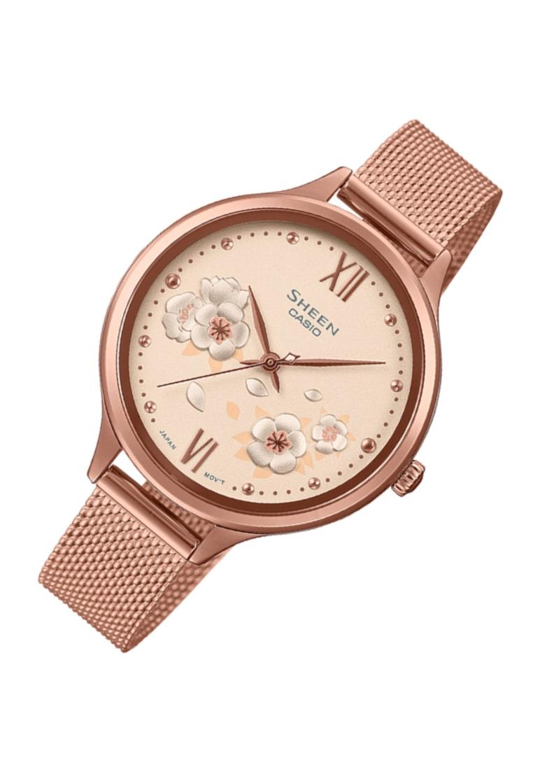 Casio Sheen SHE-4551PGM-4A Analog Stainless Steel Strap Watch For Women-Watch Portal Philippines