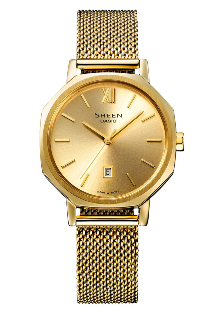 Casio Sheen SHE-4554GM-9A Analog Stainless Steel Strap Watch For Women-Watch Portal Philippines
