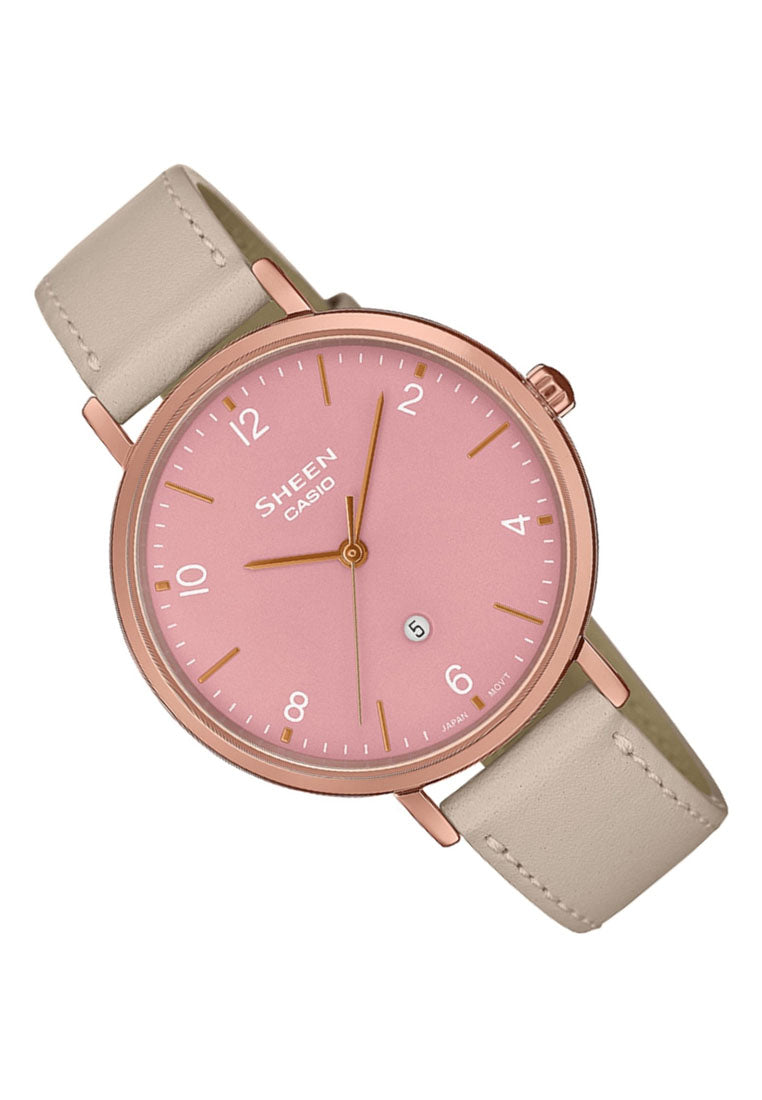 Casio Sheen SHE-4562PGL-4A Analog Leather Watch for Women-Watch Portal Philippines