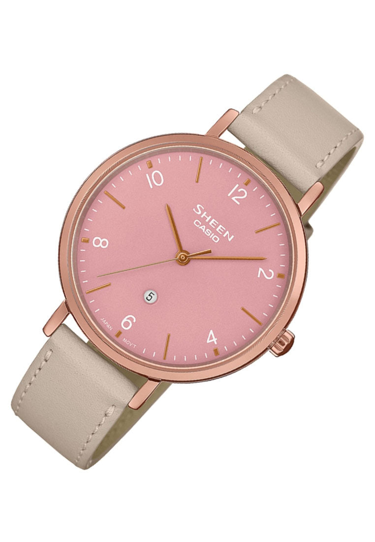 Casio Sheen SHE-4562PGL-4A Analog Leather Watch for Women-Watch Portal Philippines