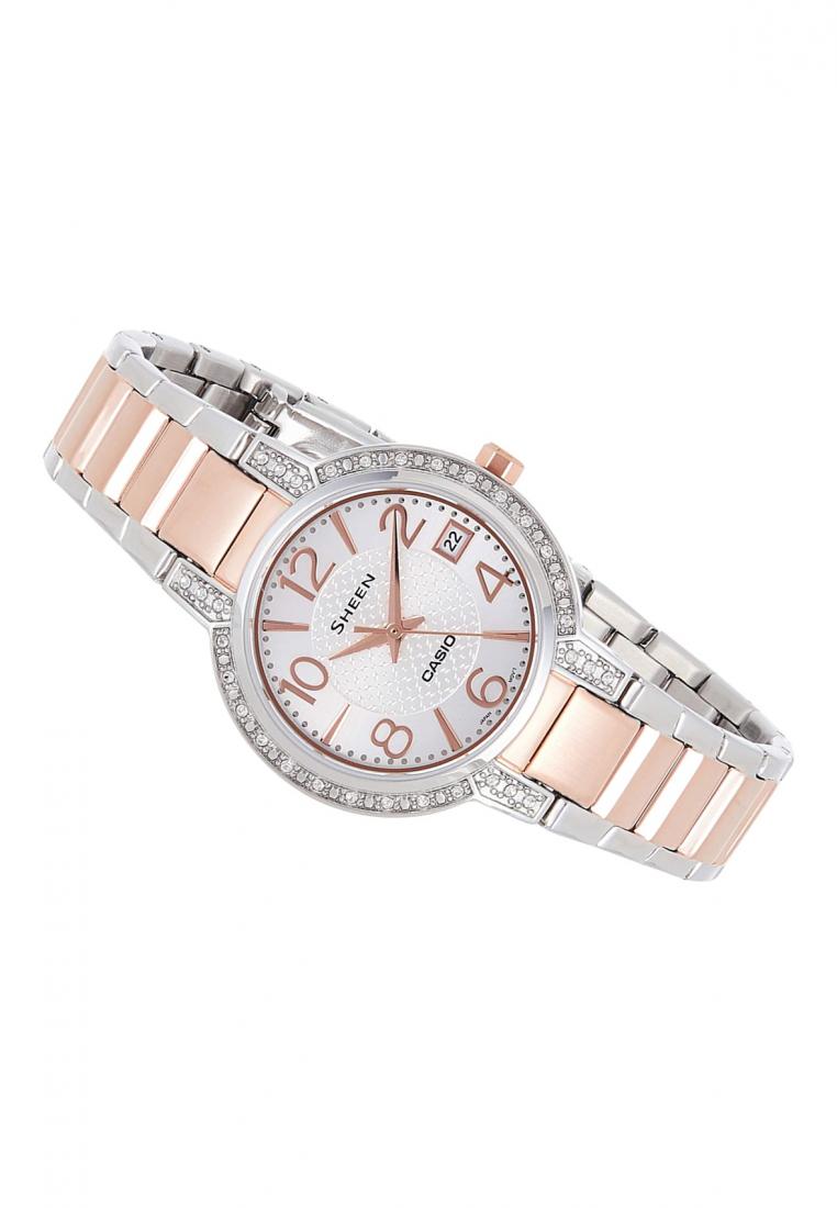 Casio Sheen SHE-4804SG-7A Analog Stainless Steel Strap Watch For Women-Watch Portal Philippines