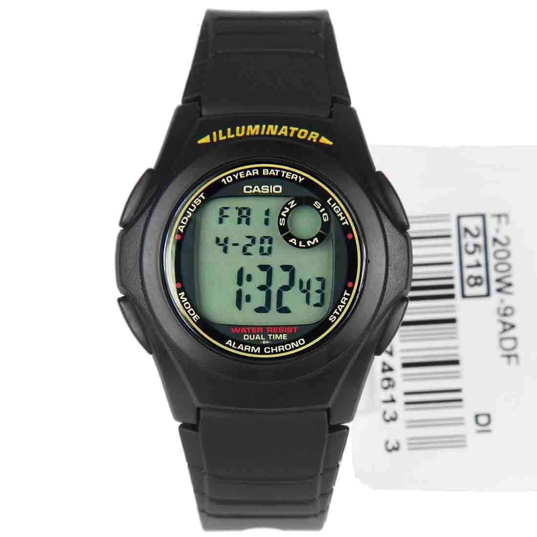 Casio Standard F-200W-9ADF Black Resin Strap Watch for Men-Watch Portal Philippines