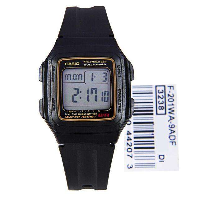 Casio Standard F-201WA-9ADF Black Resin Watch for Men and Women-Watch Portal Philippines
