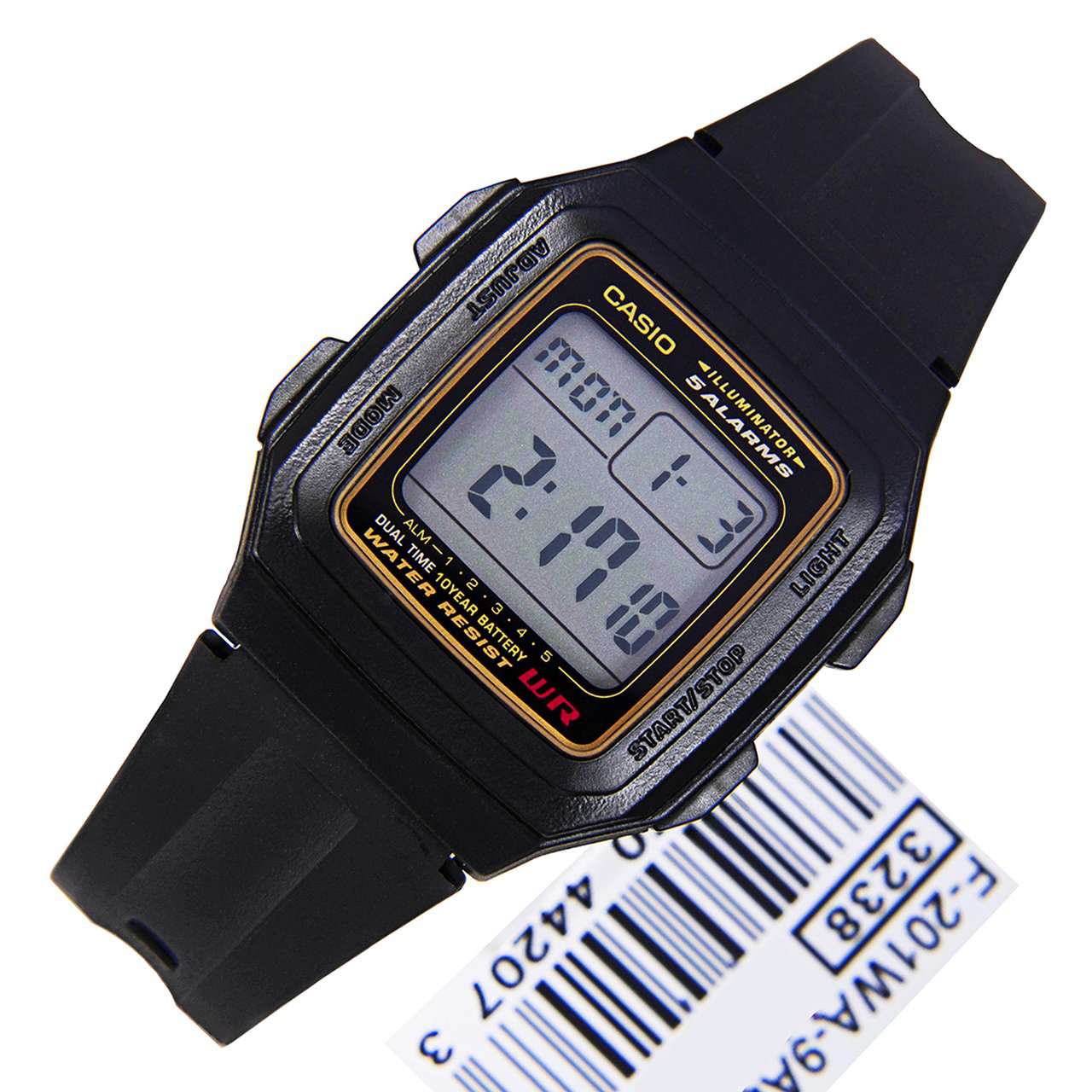 Casio Standard F-201WA-9ADF Black Resin Watch for Men and Women-Watch Portal Philippines