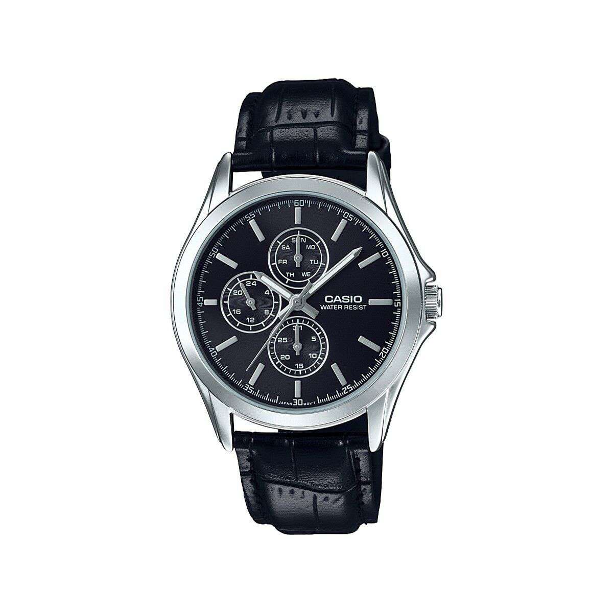 Casio Standard MTP-V302L-1A Black Leather Strap for Men-Watch Portal Philippines