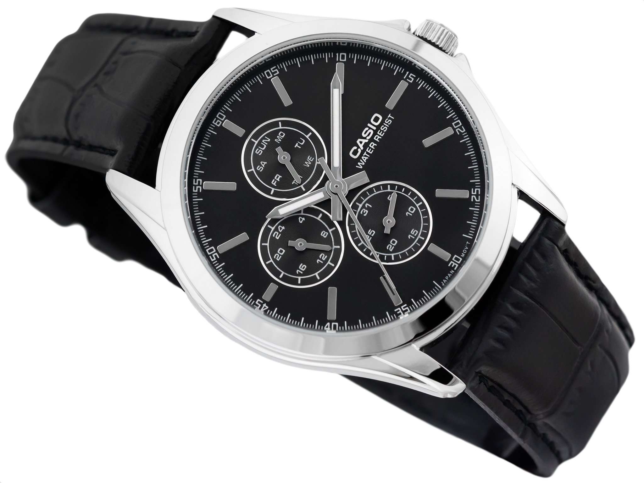 Casio Standard MTP-V302L-1A Black Leather Strap for Men-Watch Portal Philippines