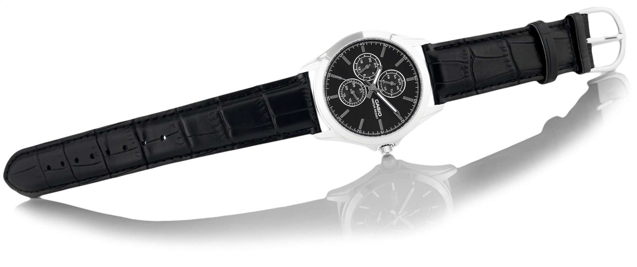 Casio Standard MTP-V302L-1A Black Leather Strap for Men-Watch Portal Philippines