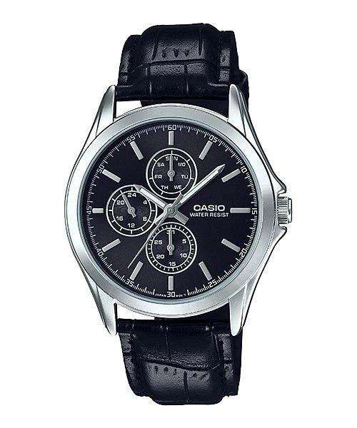 Casio Standard MTP-V302L-1A Black Leather Strap for Men-Watch Portal Philippines