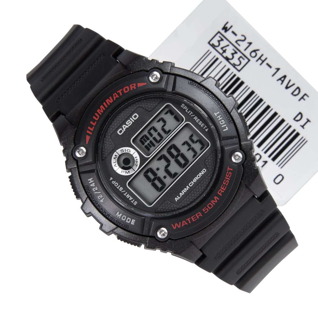 Casio Standard W-216H-1A Black Resin Strap Watch for Men and Women-Watch Portal Philippines