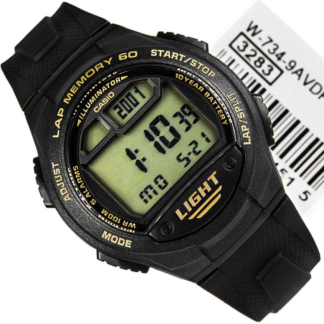 Casio Standard W-734-9AV Black Rubber Strap Sports Men's Watch-Watch Portal Philippines