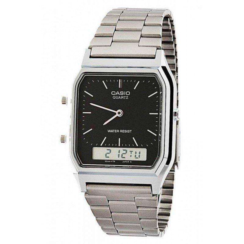 Casio Vintage AQ-230A-1DMQD Silver Stainless Watch For Men and Women-Watch Portal Philippines