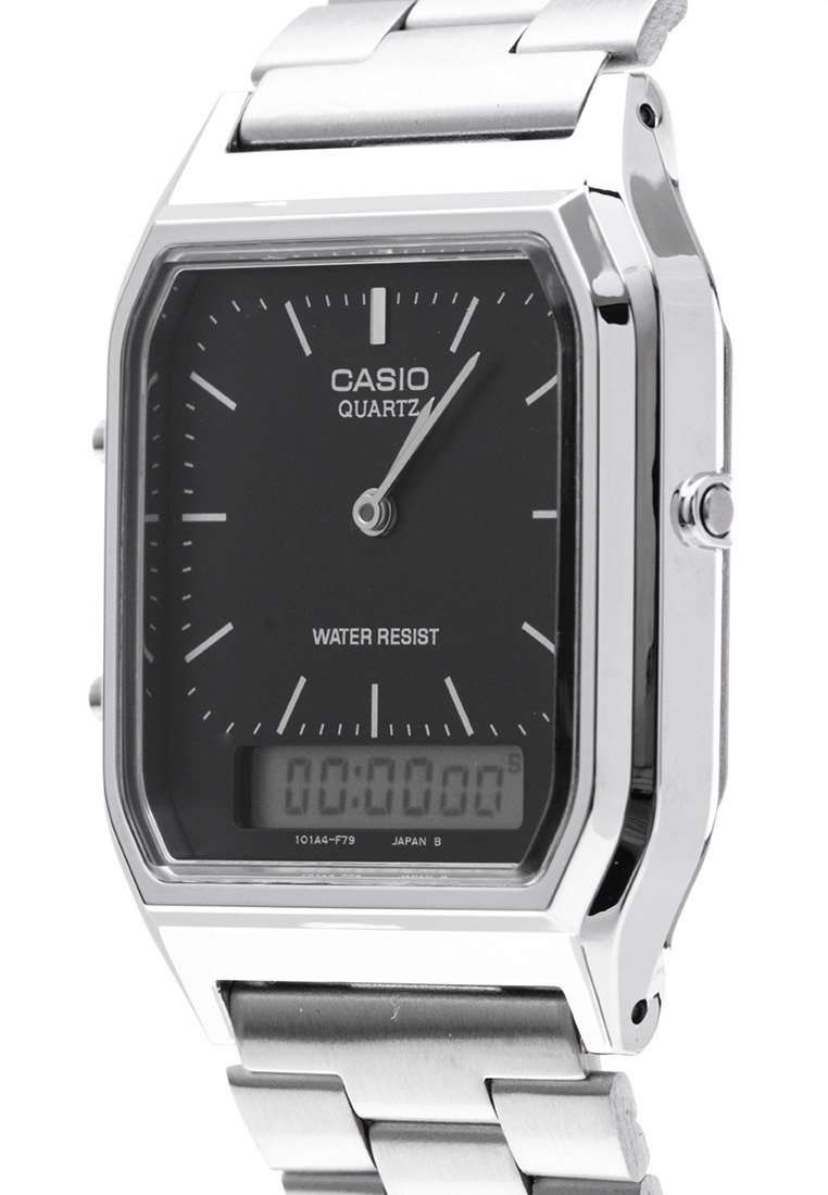 Casio Vintage AQ-230A-1DMQD Silver Stainless Watch For Men and Women-Watch Portal Philippines