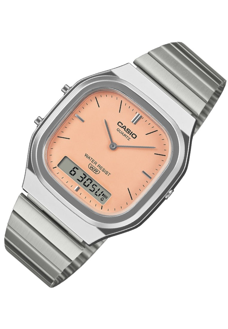 Casio Vintage AQ-240E-4ADF Stainless Steel Strap Digital Analog Watch-Watch Portal Philippines