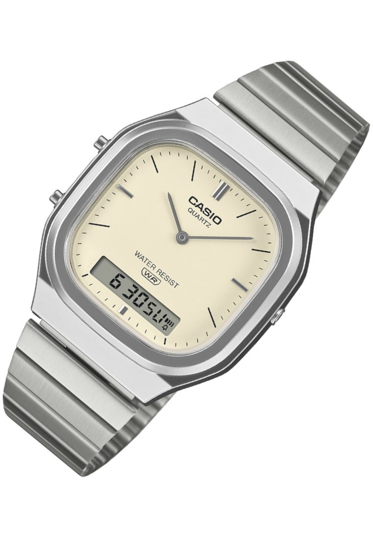 Casio Vintage AQ-240E-7A2DF Stainless Steel Strap Digital Analog Watch-Watch Portal Philippines
