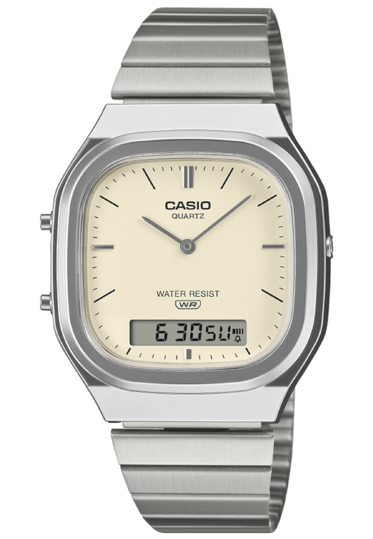 Casio Vintage AQ-240E-7A2DF Stainless Steel Strap Digital Analog Watch-Watch Portal Philippines