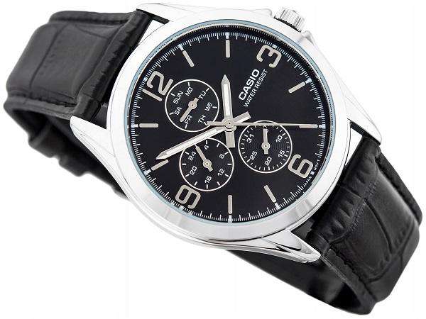 Casio Vintage MTP-V301L-1A Black Leather Watch for Men-Watch Portal Philippines