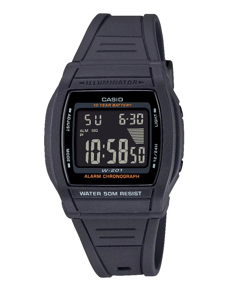 Casio W-201-1B Digital Rubber Strap Watch For Men-Watch Portal Philippines
