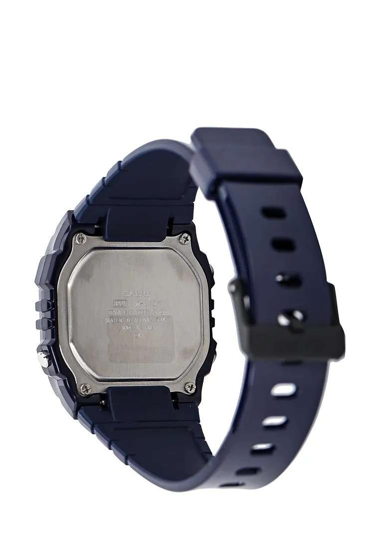 Casio W-215H-2A Navy Blue Resin Strap Watch For Men and Women-Watch Portal Philippines