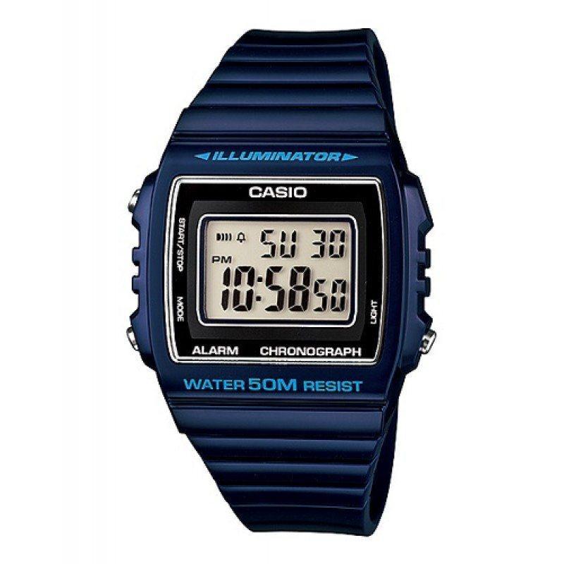 Casio W-215H-2A Navy Blue Resin Strap Watch For Men and Women-Watch Portal Philippines