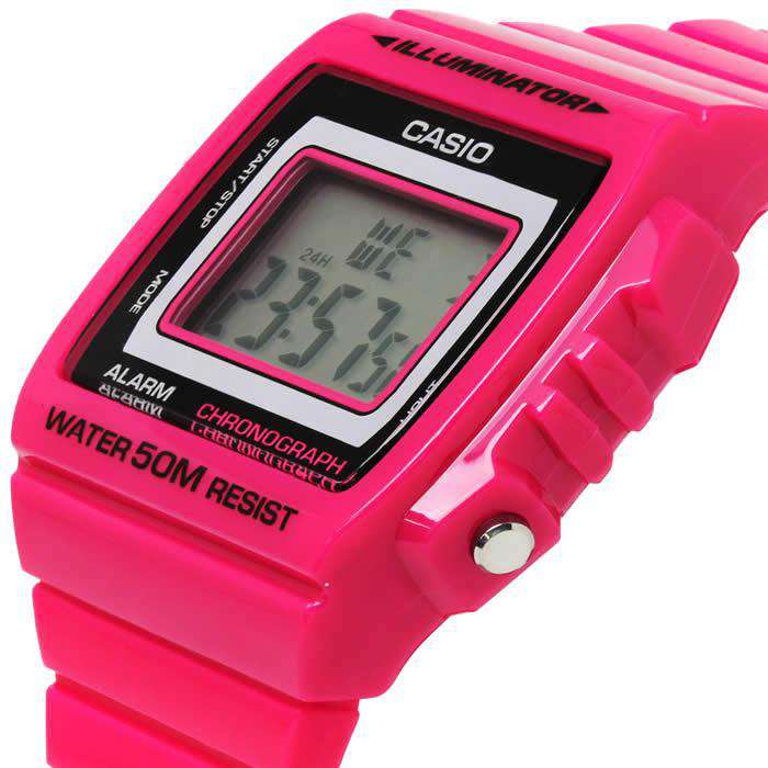 Casio W-215H-4A Pink Resin Watch For Men and Women-Watch Portal Philippines