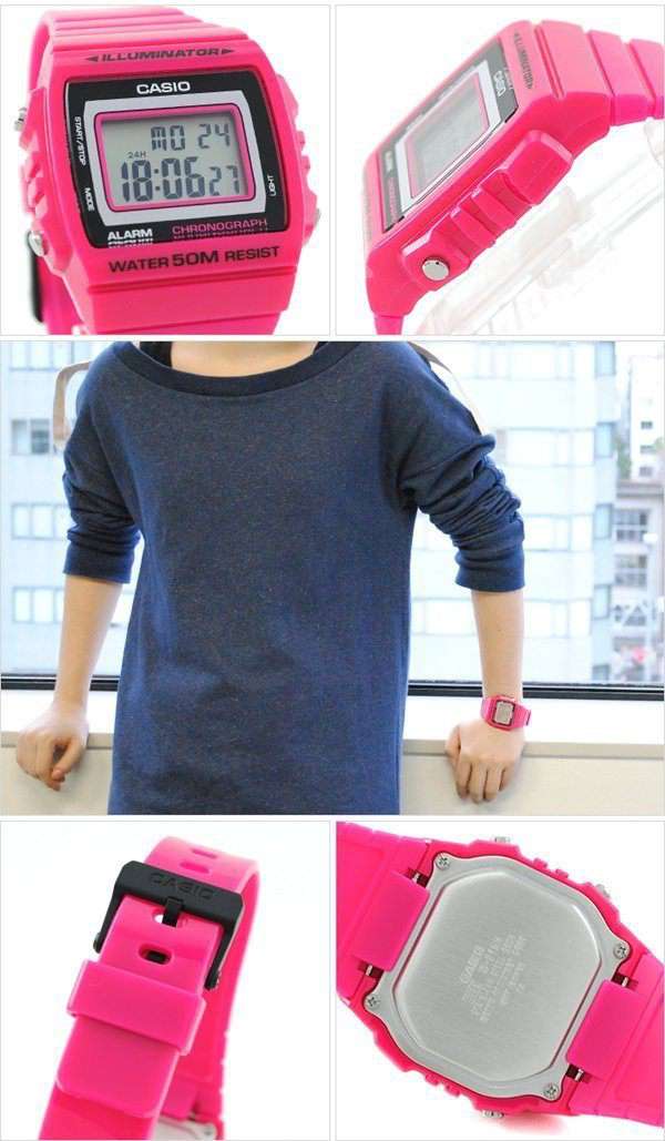 Casio W-215H-4A Pink Resin Watch For Men and Women-Watch Portal Philippines