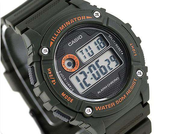 Casio W-216H-3B Green Resin Digital Watch for Men-Watch Portal Philippines