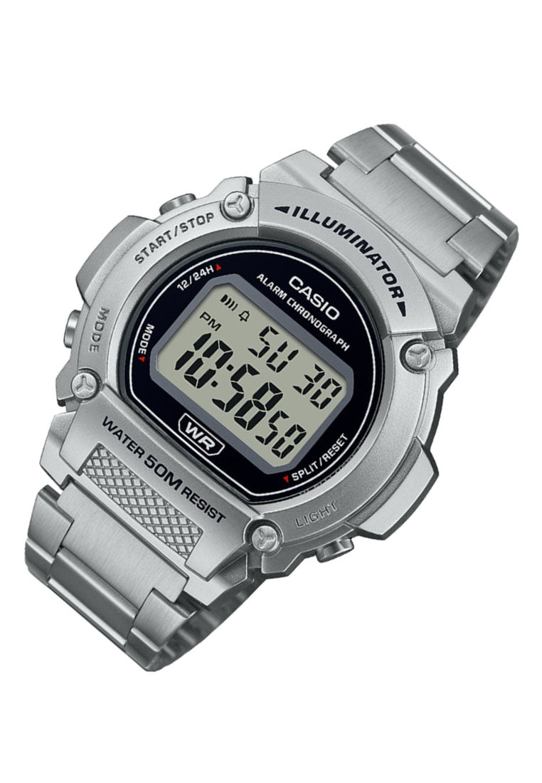 Casio W-219HD-1A Digital Stainless Steel Strap Watch For Men-Watch Portal Philippines