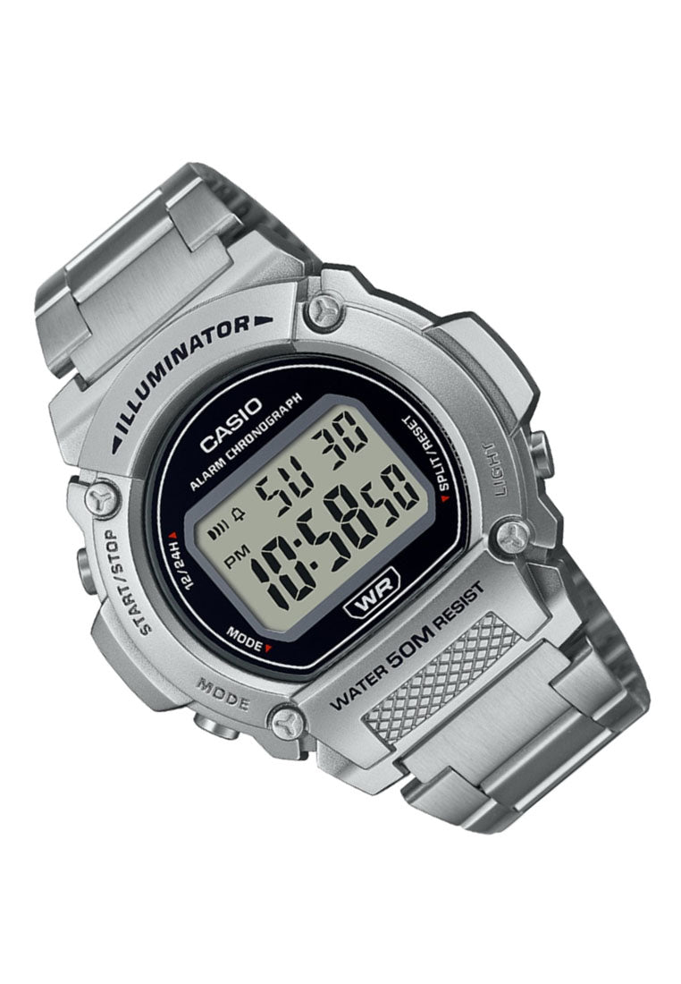 Casio W-219HD-1A Digital Stainless Steel Strap Watch For Men-Watch Portal Philippines
