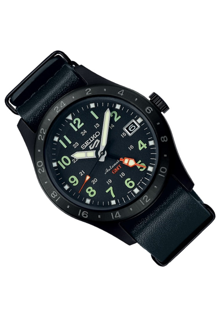 Seiko 5 Sports "Field Deception GMT" Automatic Leather Strap Watch for Men SSK025K1-Watch Portal Philippines