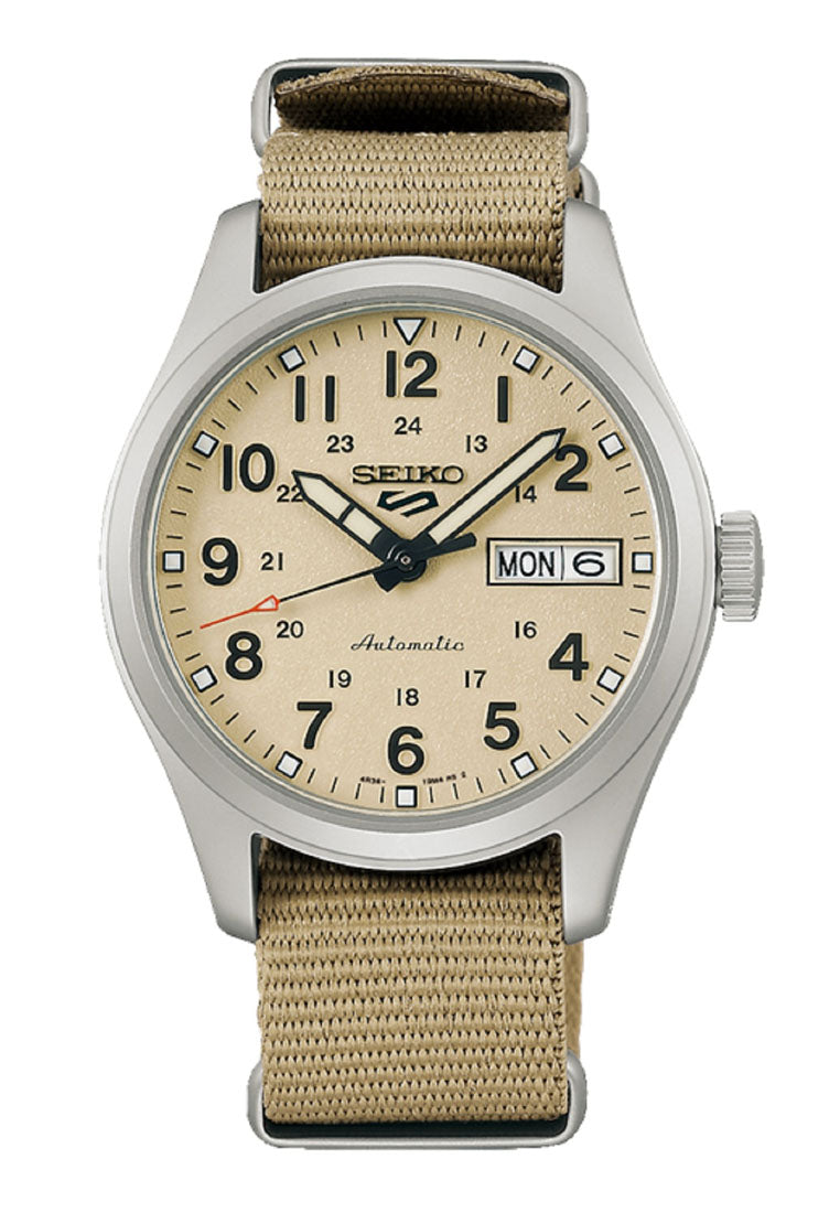 Seiko 5 Sports SRPJ83K1 Desert Kit Midfield Sports Style Automatic Nylon Strap Watch for Men-Watch Portal Philippines