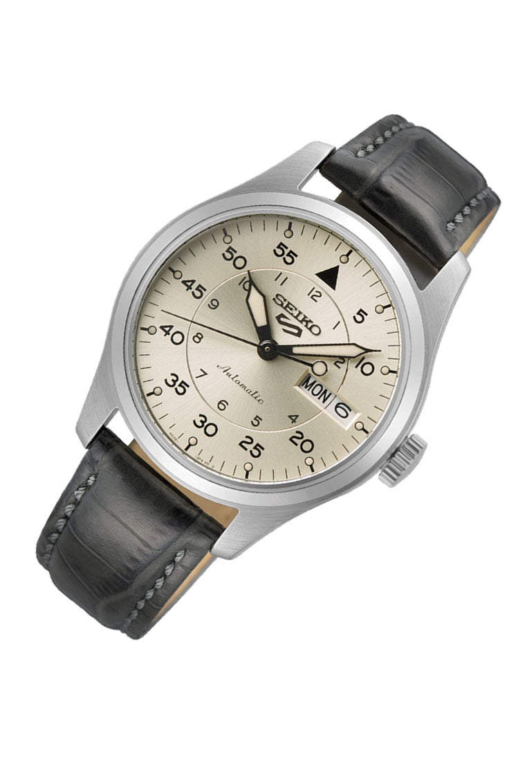 Seiko 5 Sports SRPJ87K1 Champagne Flieger Suit Style Automatic Leather Strap Watch for Men-Watch Portal Philippines