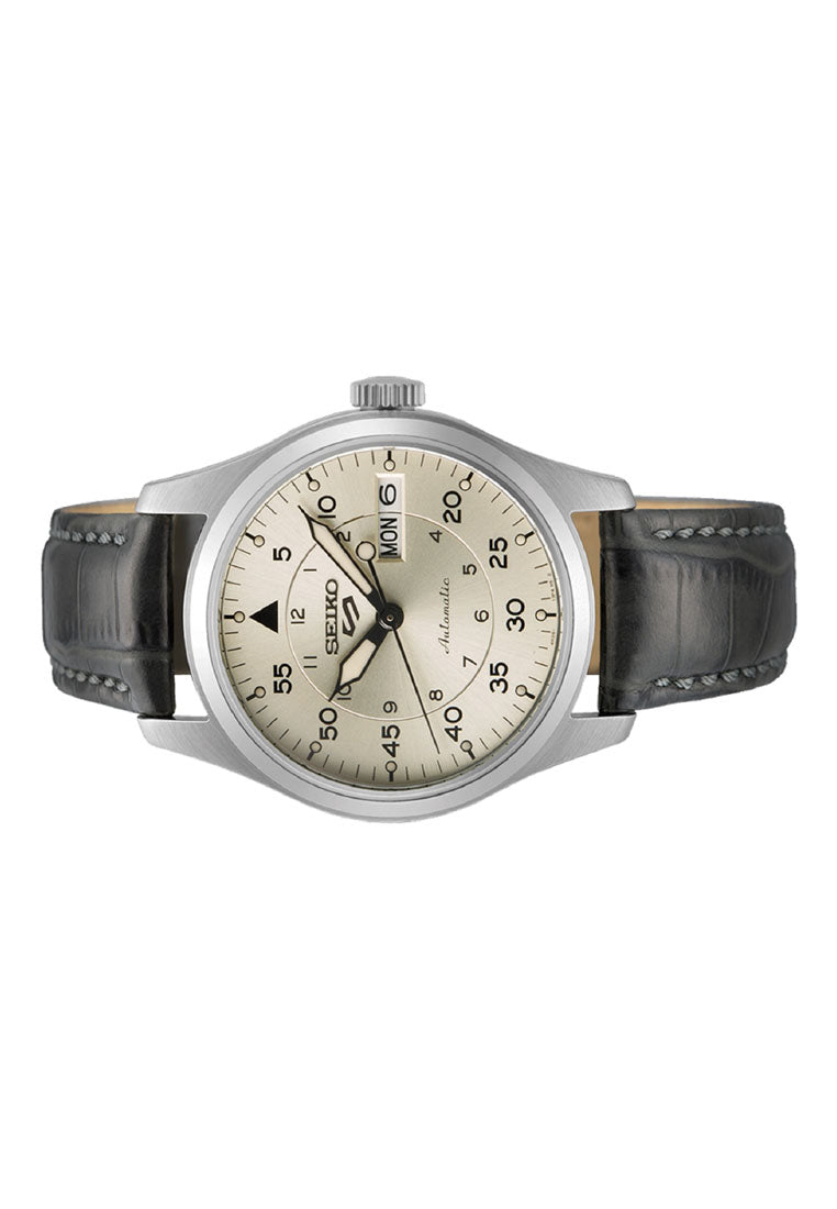 Seiko 5 Sports SRPJ87K1 Champagne Flieger Suit Style Automatic Leather Strap Watch for Men-Watch Portal Philippines