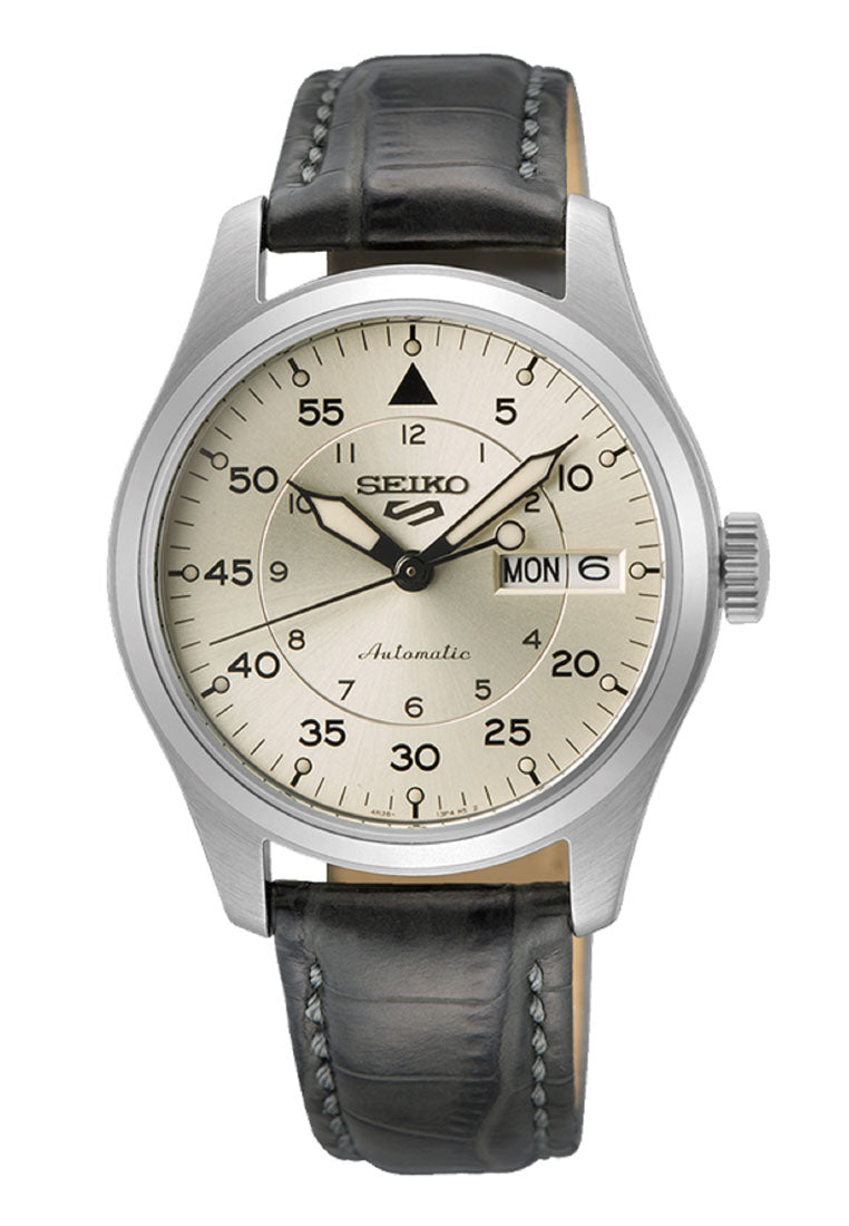Seiko 5 Sports SRPJ87K1 Champagne Flieger Suit Style Automatic Leather Strap Watch for Men-Watch Portal Philippines
