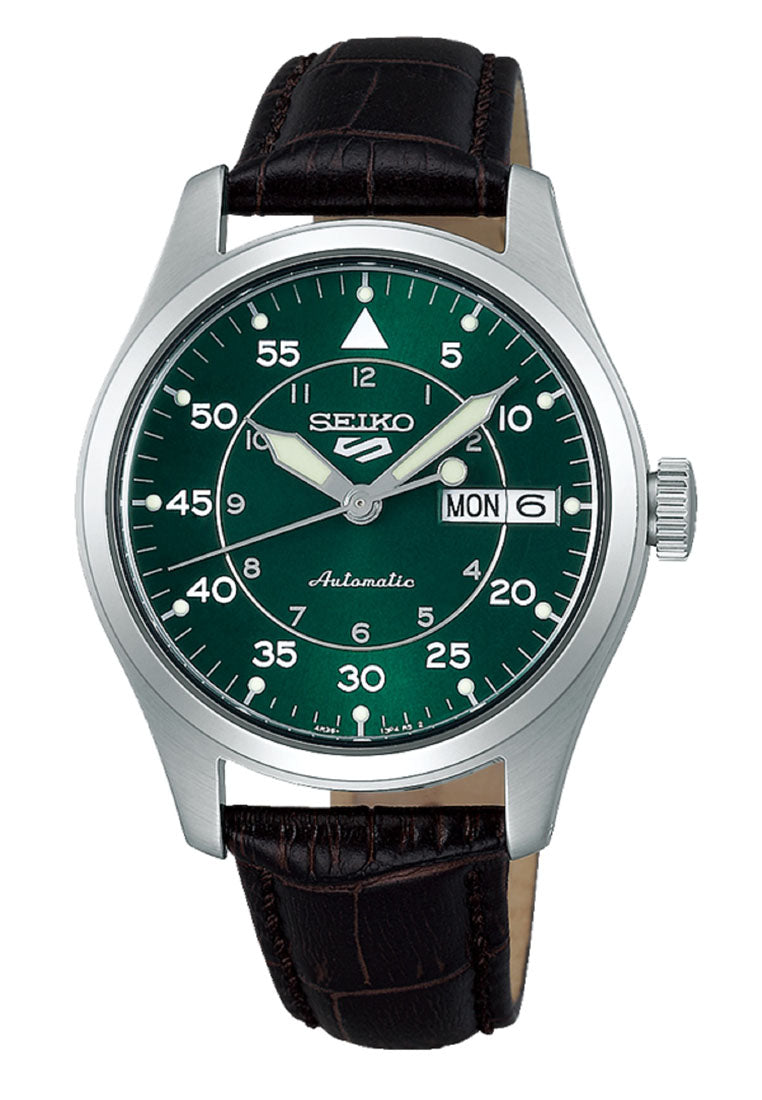 Seiko 5 Sports SRPJ89K1 Kelly Green Flieger Suit Style Automatic Leather Strap Watch for Men-Watch Portal Philippines