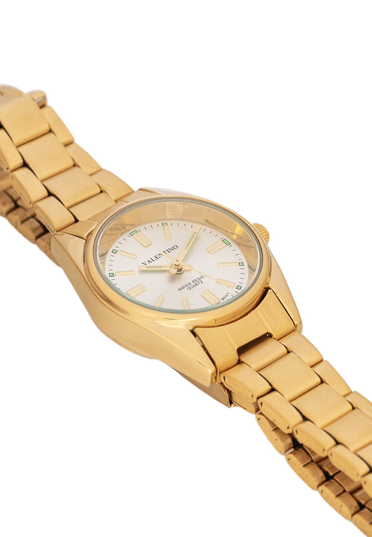 Valentino 20121507-GOLD-WHITE DIAL Analog Stainless Band Watch for Women-Watch Portal Philippines