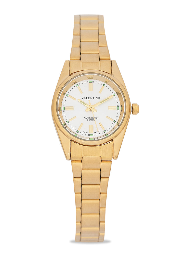 Valentino 20121507-GOLD-WHITE DIAL Analog Stainless Band Watch for Women-Watch Portal Philippines