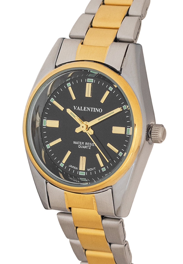 Valentino 20121507-TWO TONE-BLACK DIAL Analog Stainless Band Watch for Women-Watch Portal Philippines