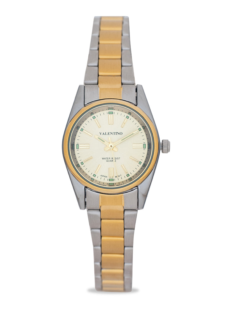 Valentino 20121507-TWO TONE-GOLD DIAL Analog Stainless Band Watch for Women-Watch Portal Philippines