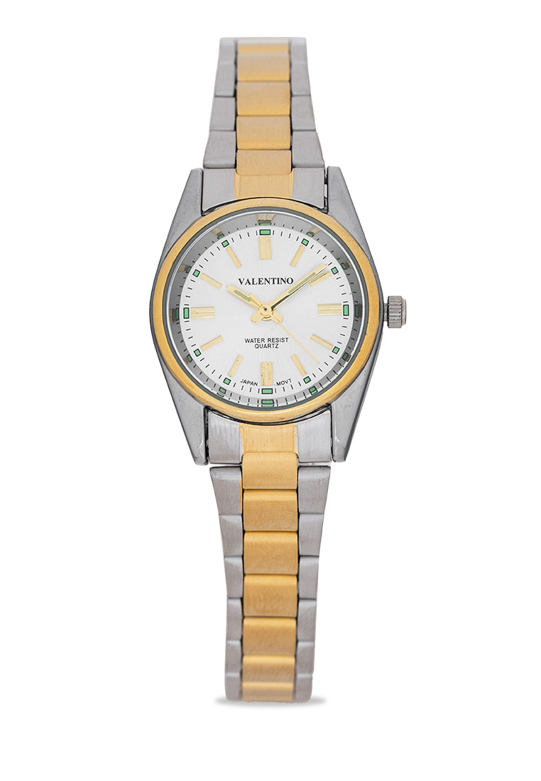 Valentino 20121507-TWO TONE-WHITE DIAL Analog Stainless Band Watch for Women-Watch Portal Philippines