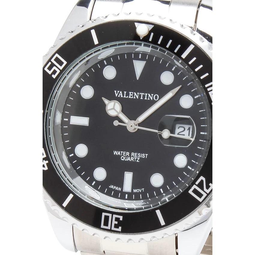 Valentino 20121580-SILVER - BLACK DIAL STAINLESS BAND STRAP Watch for Men-Watch Portal Philippines