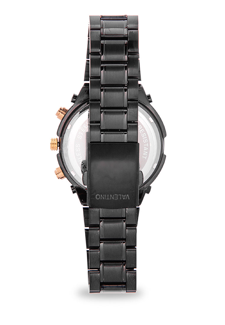 Valentino 20121649-BLACK - BLACK DIAL Analog Stainless Band Watch for Unisex-Watch Portal Philippines