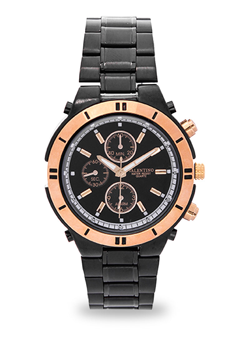 Valentino 20121649-BLACK - BLACK DIAL Analog Stainless Band Watch for Unisex-Watch Portal Philippines