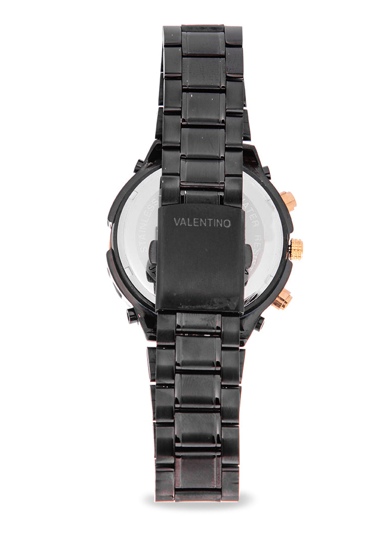 Valentino 20121649-BLACK - SILVER DIAL Analog Stainless Band Watch for Unisex-Watch Portal Philippines