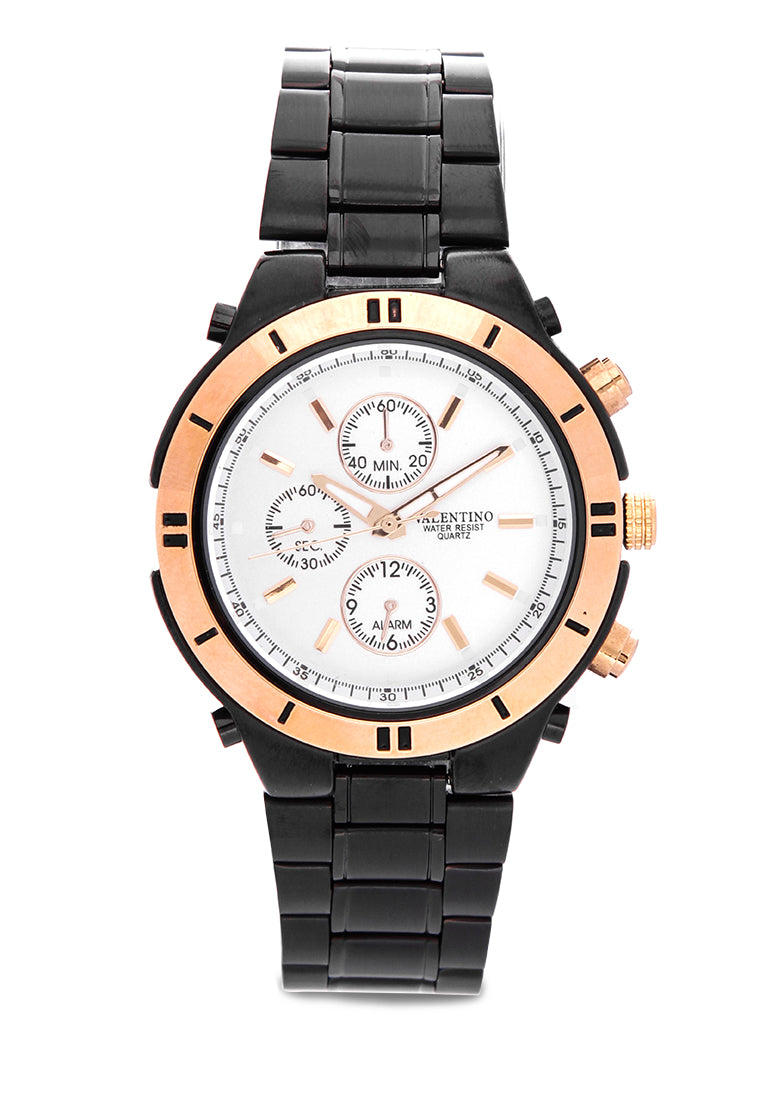 Valentino 20121649-BLACK - SILVER DIAL Analog Stainless Band Watch for Unisex-Watch Portal Philippines
