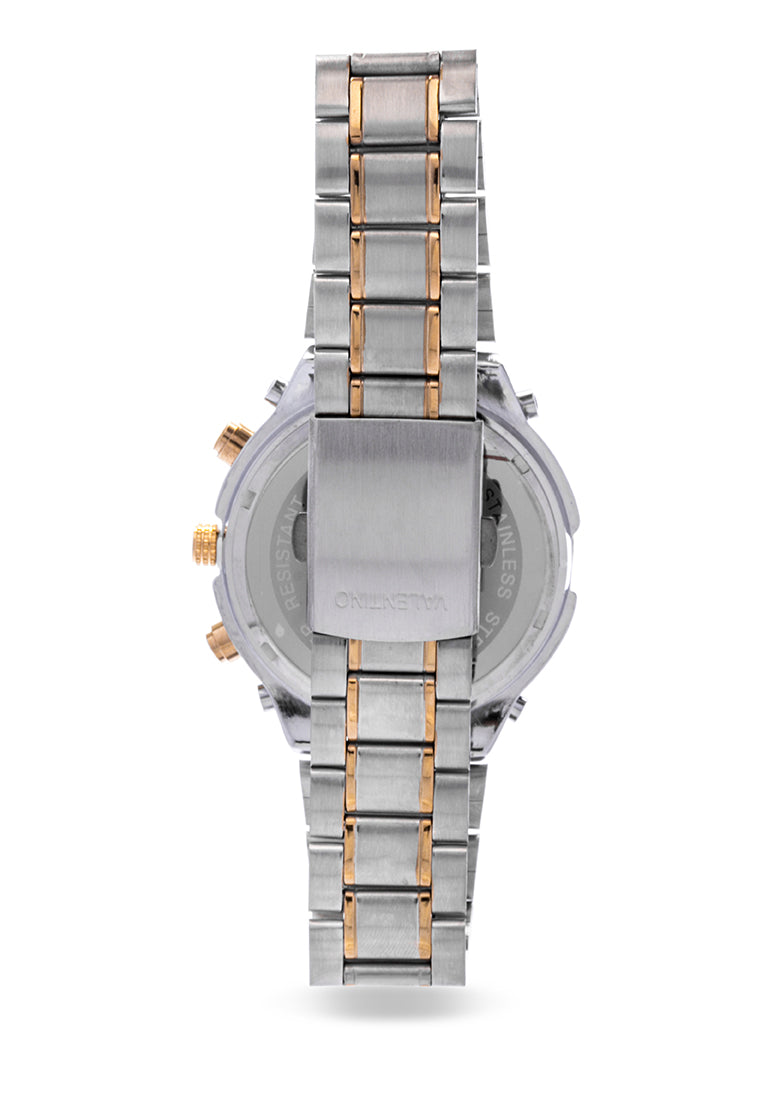 Valentino 20121649-TWO TONE - BLACK DIAL Analog Stainless Band Watch for Unisex-Watch Portal Philippines