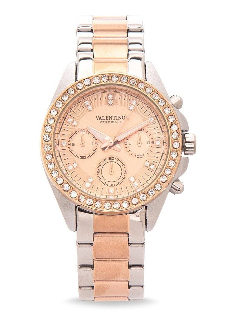 Valentino 20121662-TWO TONE - ROSE DIAL EXCALIBUR IP ROSE GOLD STAINLESS STEEL BAND STRAP Watch for Women-Watch Portal Philippines