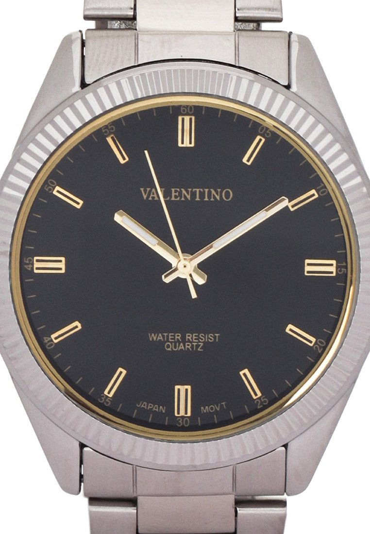 Valentino 20121679-SILVER - BLACK DIAL Analog Stainless Band Watch for Men-Watch Portal Philippines