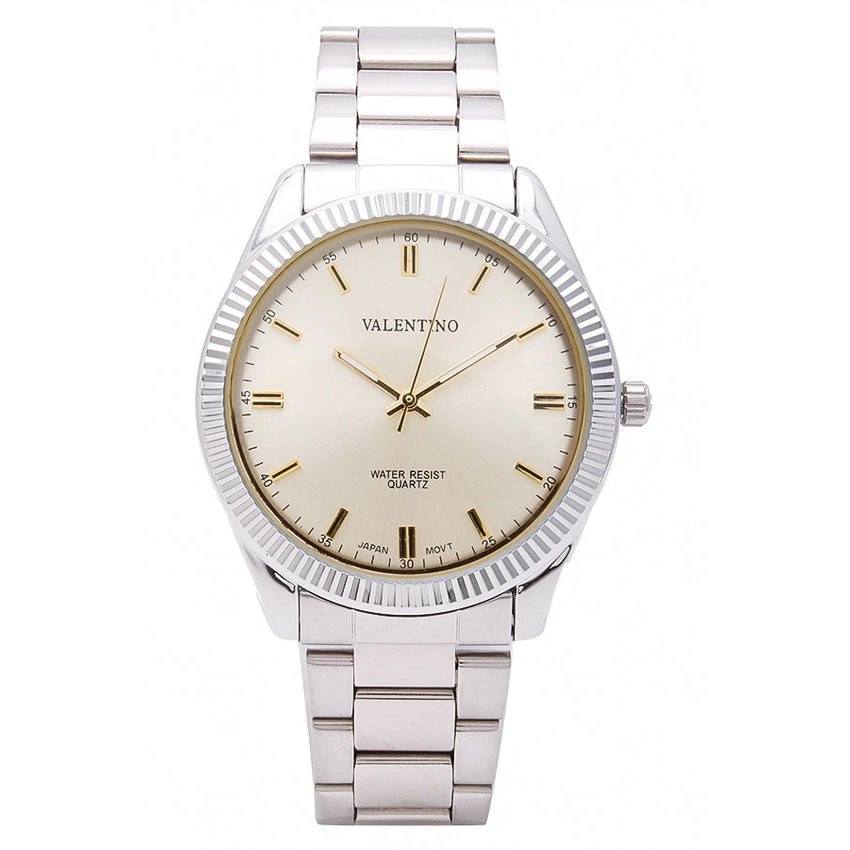 Valentino 20121679-SILVER - GOLD DIAL CASIO IP WHT MTL STYLE G MEN STAINLESS BAND STRAP Watch for Women-Watch Portal Philippines